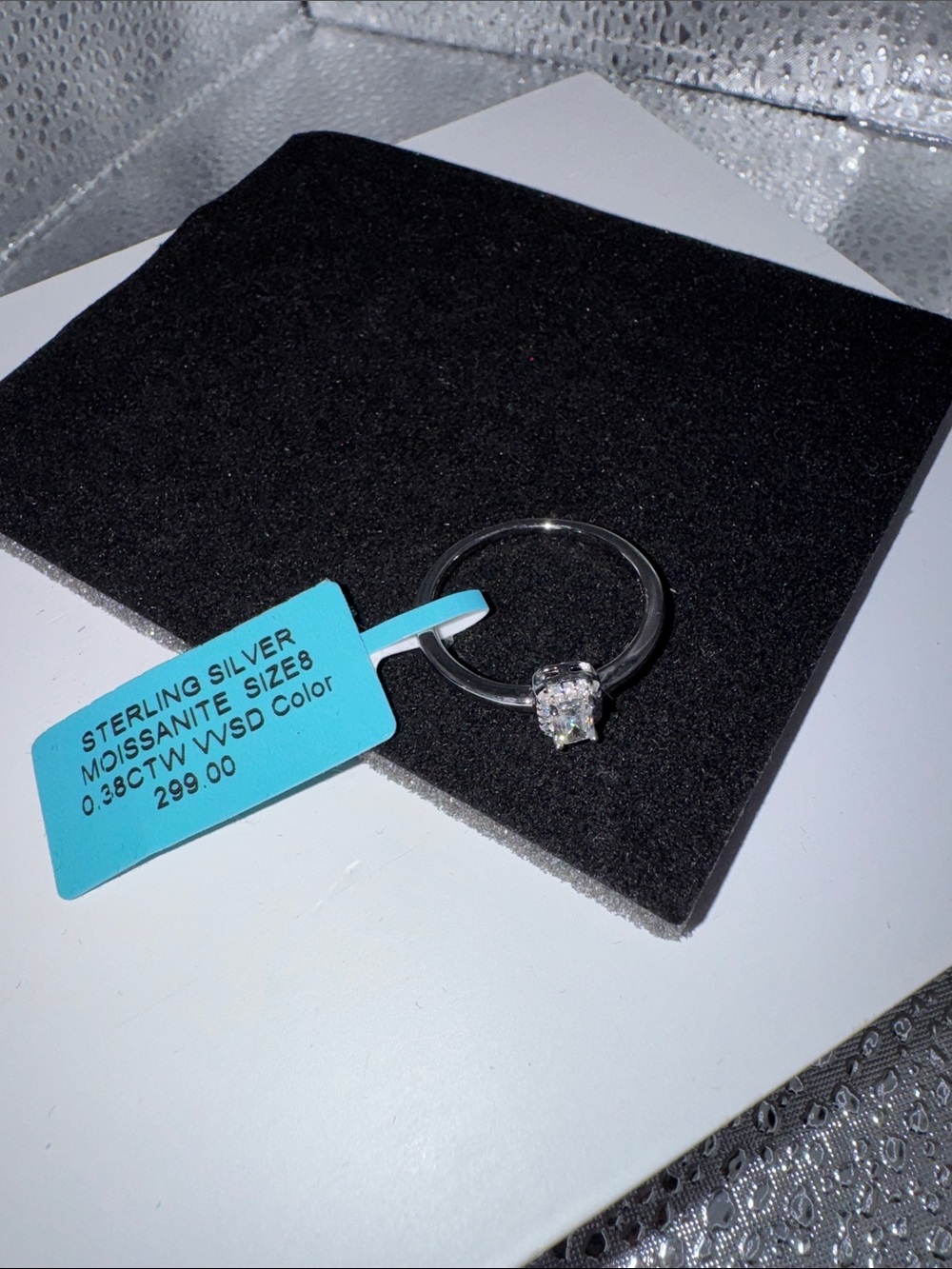 Sterling Silver Moissanite Solitaire Ring - White